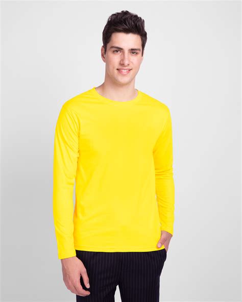 Buy Pineapple Yellow Plain Full Sleeve T Shirt For Men Online India