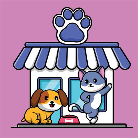 pet shop dog  cat cartoon vector icon illustration animal flat