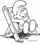 Clumsy Smurf Smurfs Coloring Resting Chair sketch template