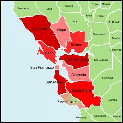 bay area county map san francisco bay area county map california usa