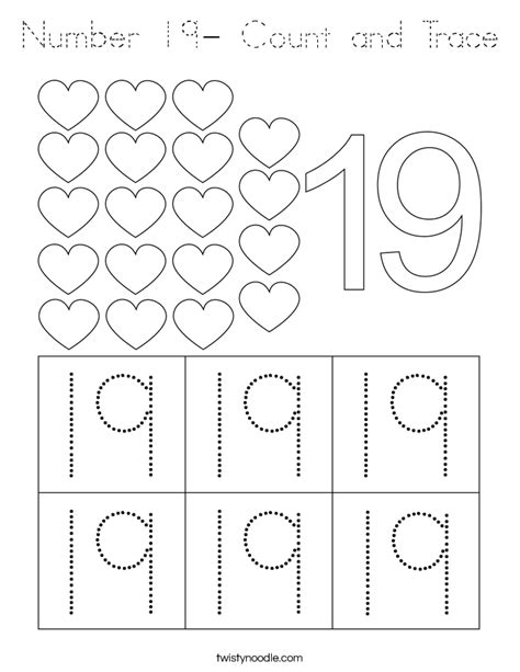 number  count  trace coloring page tracing twisty noodle