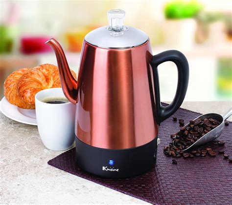 euro cuisine  electric percolator  cup stainless steel  copper finish  ebay
