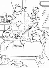 Coloring Paddington Bear Pages Bathtub Buble Play Kids Color Print sketch template