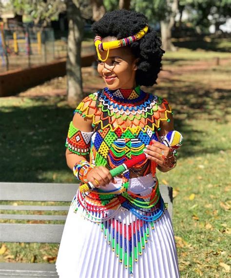 Clipkulture Noxy Zondi In Beautiful White Zulu Skirt And Colourful