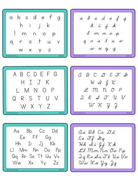full page printable alphabet sets esl flashcards