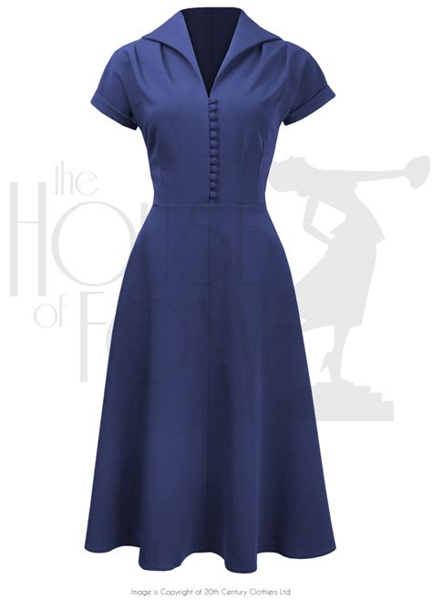late 1940s dress we call the hostess in french navy forties fashion