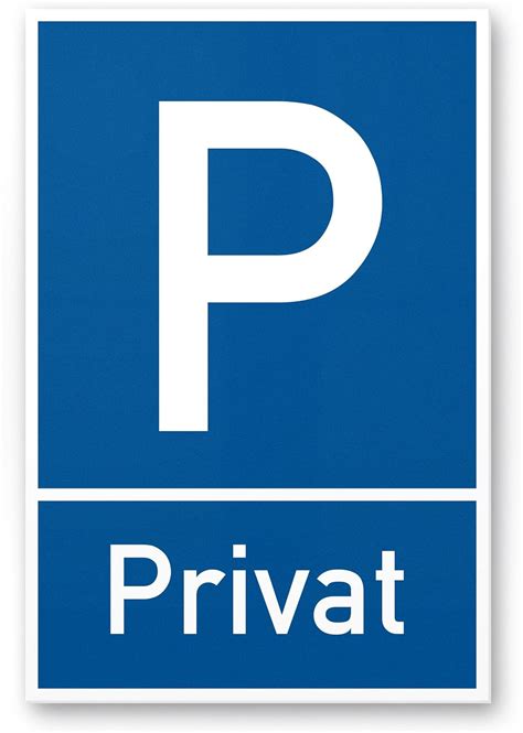 parkplatz kunststoff schild privat blau   cm hinweisschild