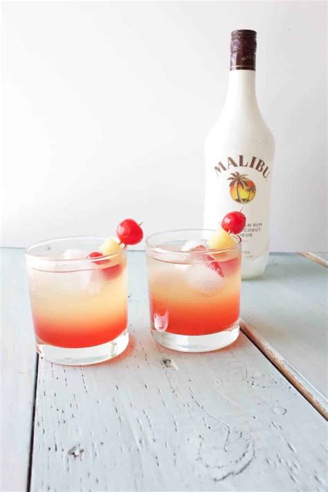 malibu sunset cocktail mixed drink recipe homemade food