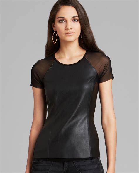 lyst bailey  top faux leather  black
