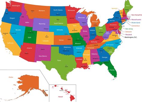 mappa degli stati uniti  gli stati  le capitali mappa degli stati