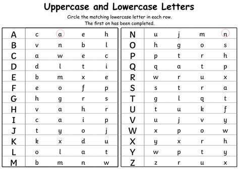 prints alphabet matching worksheets uppercase  lowercase learning