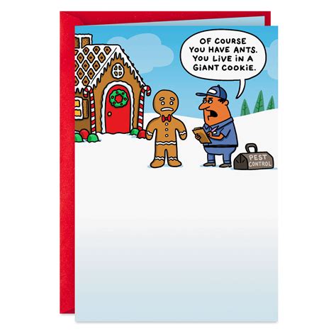 gingerbread man pest problems funny christmas card greeting cards