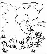 Elefante Unir Puntos Colorear sketch template