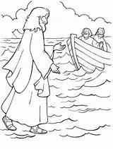 Jesus Coloring Water Walks Walking Miracles Pages Kids Peter Sheet Colouring Color Bible Sunday School Sheets Walk Clipart Door People sketch template