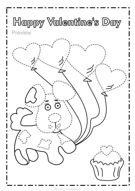valentines day trace  color pages fine motor skills morning