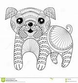 Coloring Zentangle Chien Antistress Courrier Coloration Pug Funny sketch template