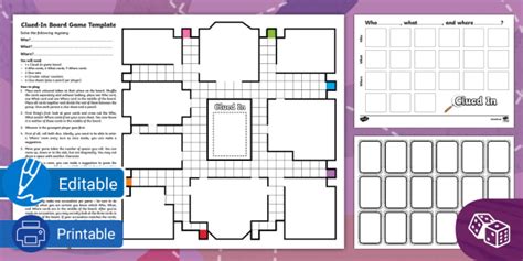 design   clued  board game  printable templates