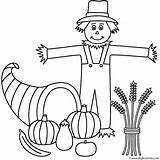 Coloring Scarecrow Pages Plenty Horn Thanksgiving Fall Autumn Cute Scarecrows Printable Sheets Print Kids Color Activities Activity Draw Clipart Getcolorings sketch template