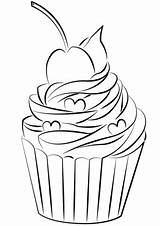 Cupcake Cherry Coloring Pages Printable Cupcakes Categories Tags sketch template