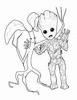 Groot Coloring Pages Printable Getcolorings Color sketch template