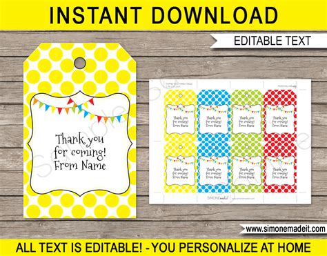 party favor tags template