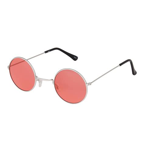 small red lens john lennon style round sunglasses adults mens womens