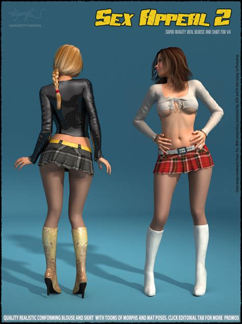 sex appeal 2 blouse and skirt for v4 3d figure assets hameleon
