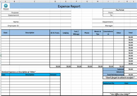 Hr Employee Expense Excel Report Templates At