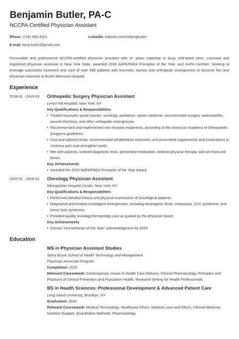 physician assistant resume examples templates  pa