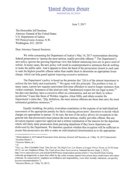 letter   attorney general  doj charging  sentencing