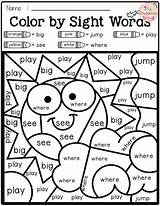 Sight Words Word Color Coloring Kindergarten Pre Summer Code Colors Primer sketch template