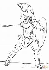 Coloring Spartan Warrior Pages Drawing Printable sketch template