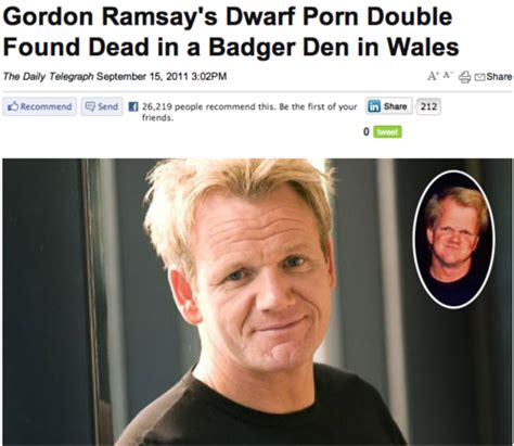 ﻿gordon ramsay s dwarf porn double found dead in a badger