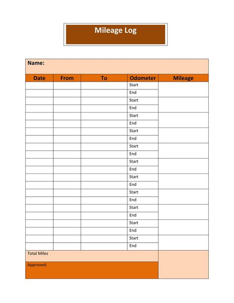 printable mileage log