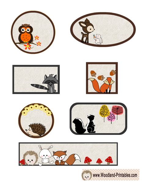 printable woodland animals labels woodland creatures party