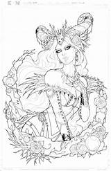 Coloring Pages Adult Deviantart Death Lady Witch Sorah Books Fantasy Character Druid Belle Printable Drawings Steampunk sketch template