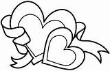 Hearts Ribbons Coloring Drawing Pages Getdrawings sketch template