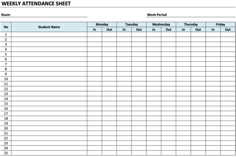 daycare attendance sheet printable printable templates