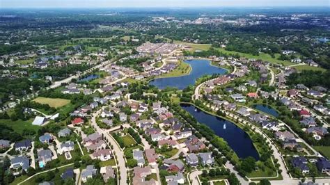 aerial flying  carmel indiana amazing landscape drone view stock footage