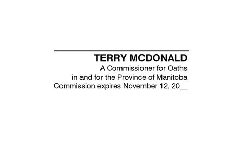 manitoba commissioner  oaths stamp