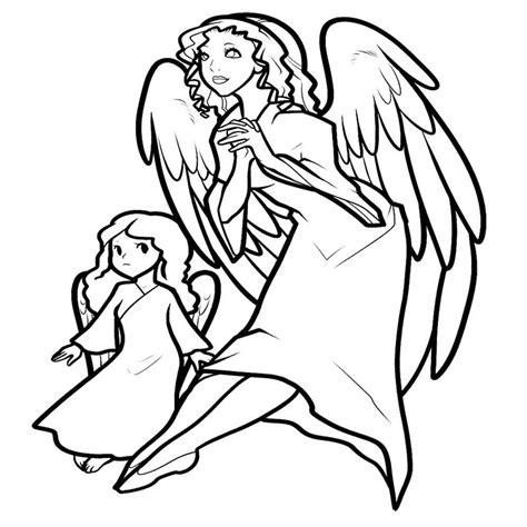 woman  child angel coloring page coloring pages nature cross