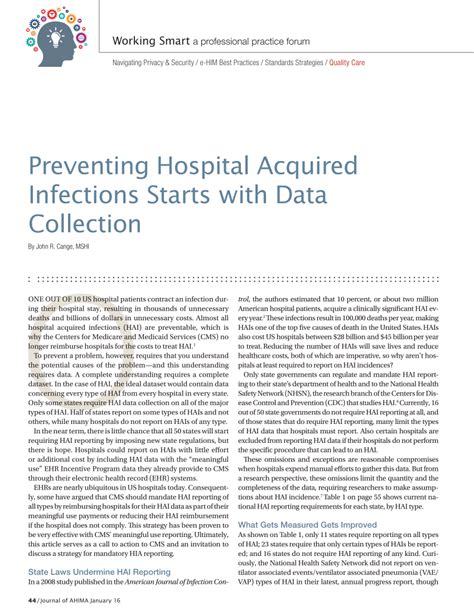 preventing hospital acquired infections starts  data collection