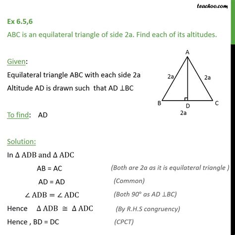 question  abc   equilateral triangle  side  pythagoras