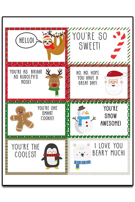 christmas lunch notes  printable lunchbox notes