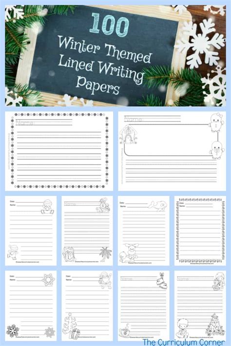 winter lined writing papers  curriculum corner