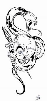 Skull Snake Dagger Getdrawings Drawing sketch template