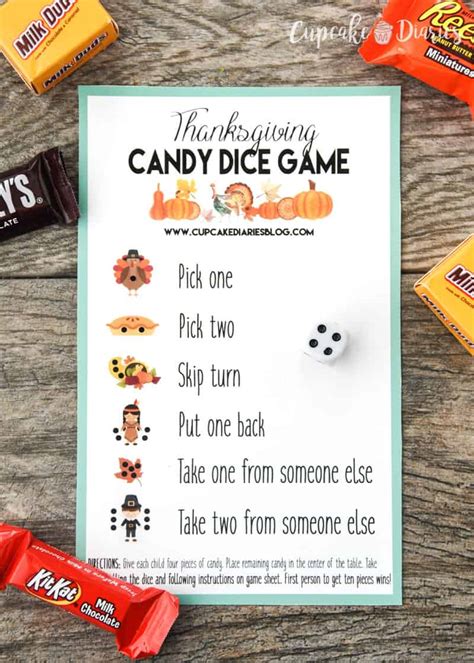candy dice game printable