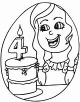 Birthday Girl Coloring Year Old 4th Cake Four Blow Candle sketch template