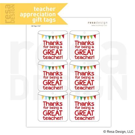 teacher appreciation gift tags printable printable gift tags
