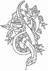 Snake Coloring Drawing Outline Pages Rose Roses Urbanthreads Embroidery Designs Urban Chic Threads sketch template